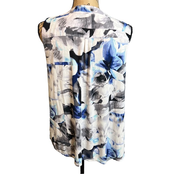 White House Black Market White Floral Top Blouse sz Large - Picture 5 of 6